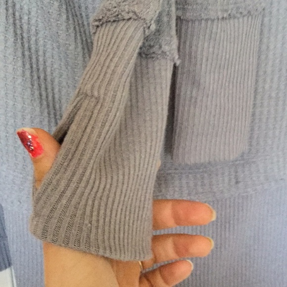 Free people waffle top shirt tunic xs 0 2 gray - Picture 2 of 4